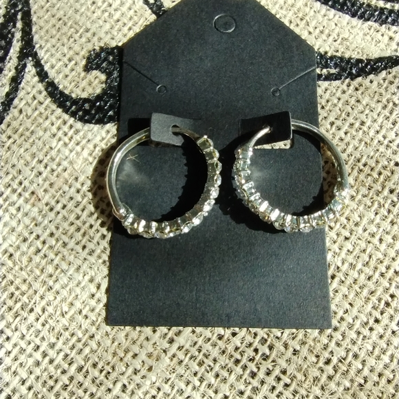 Rhinestone Hoop Earrings - Picture 9 of 13